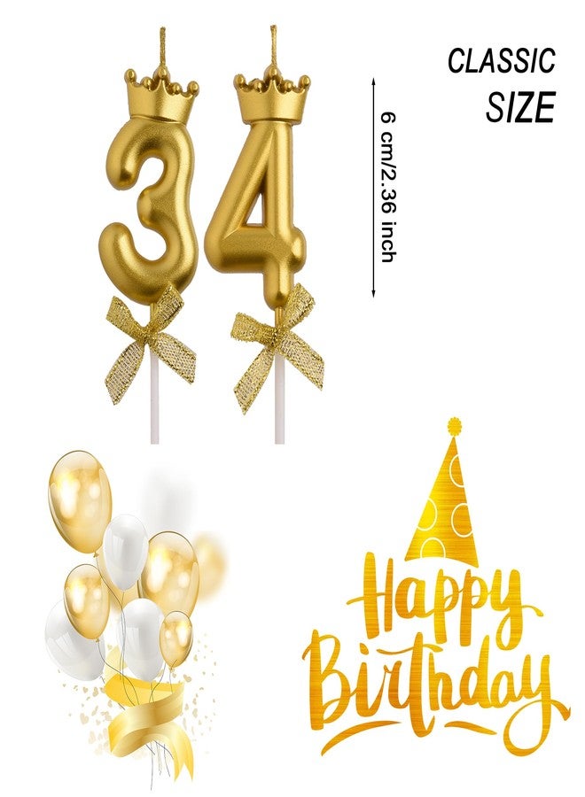 AOOLADA 34th 43rd Birthday Candles, Gold 43 34 Year Old Cake Topper Number Birthday Candles, Birthday Party Decorations Gifts for Women Men - Image 2