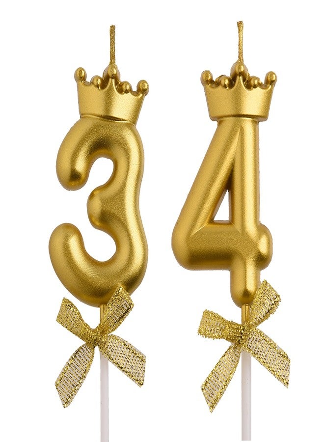 AOOLADA 34th 43rd Birthday Candles, Gold 43 34 Year Old Cake Topper Number Birthday Candles, Birthday Party Decorations Gifts for Women Men - Image 1
