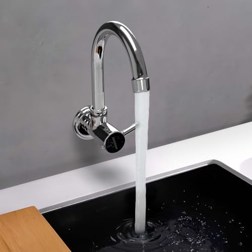 Johnson Bathrooms Coral Wall Mounted Brass Sink Cock| with 1 Wall Flange| Compact Sleek and Stylish| Faucet for Modern Kitchen| Cold Water only Kitchen Faucet - Image 1