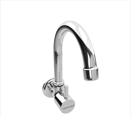 Johnson Bathrooms Coral Wall Mounted Brass Sink Cock| with 1 Wall Flange| Compact Sleek and Stylish| Faucet for Modern Kitchen| Cold Water only Kitchen Faucet - Image 2
