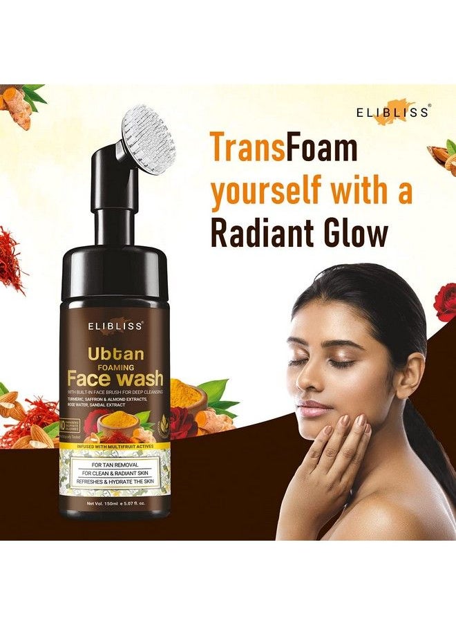 ELIBLISS Ubtan Face Wash Pack Of 2 For All Skin Type With Turmeric & Saffron For Tan Removal And Skin Brightening Paraben Free  - Image 5