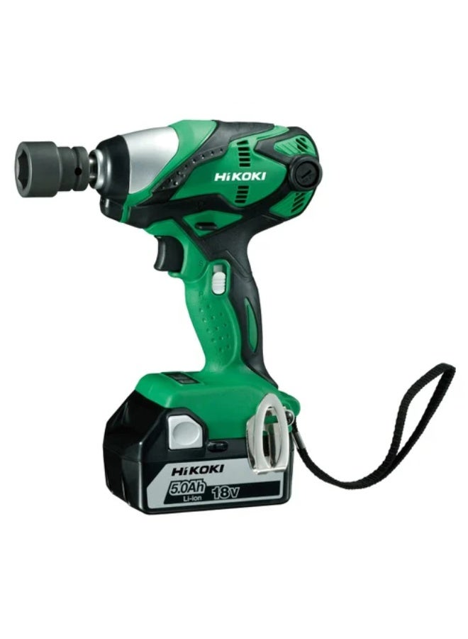 مفتاح صدمات هيوكوي WR18DSDLWPZ اللاسلكي، 18 فولت ليثيوم أيون، 255 نيوتن متر عزم دوران عالي، بطارية 5.0Ah، وزن 1.7 كجم خفيف – يناسب البراغي من 8–14 مم (M10–M18) – أداة كهربائية احترافية