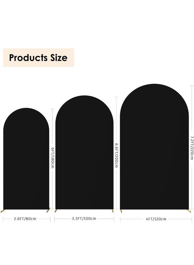 HAINARverS Set of 3 Wedding Arch Cover 6FT,6.6FT,7.2FT Spandex Fitted Stretchy Arch Stand Covers,2 Sided Round Top Chiara Backdrop Cover for Birthday Party Banquet Baby Shower Arch Decoration(Black) - Image 3