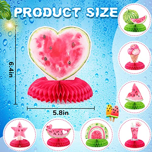 Sabary 9 Pcs Watermelon Party Decorations One in a Melon Birthday Party Decorations 1st Watermelon Honeycomb Centerpieces Summer Fruit Decor for Birthday Baby Shower - Image 5
