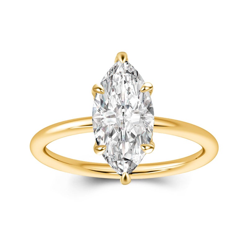RODIFFY 2 Carat Elegant Marquise Cut Engagement Ring for Women, S925 Silver Lab-Created D Color VVS1 Moissanite Promise Ring with 14K Gold Plated (14K Yellow Gold Plated, 6) - Image 1