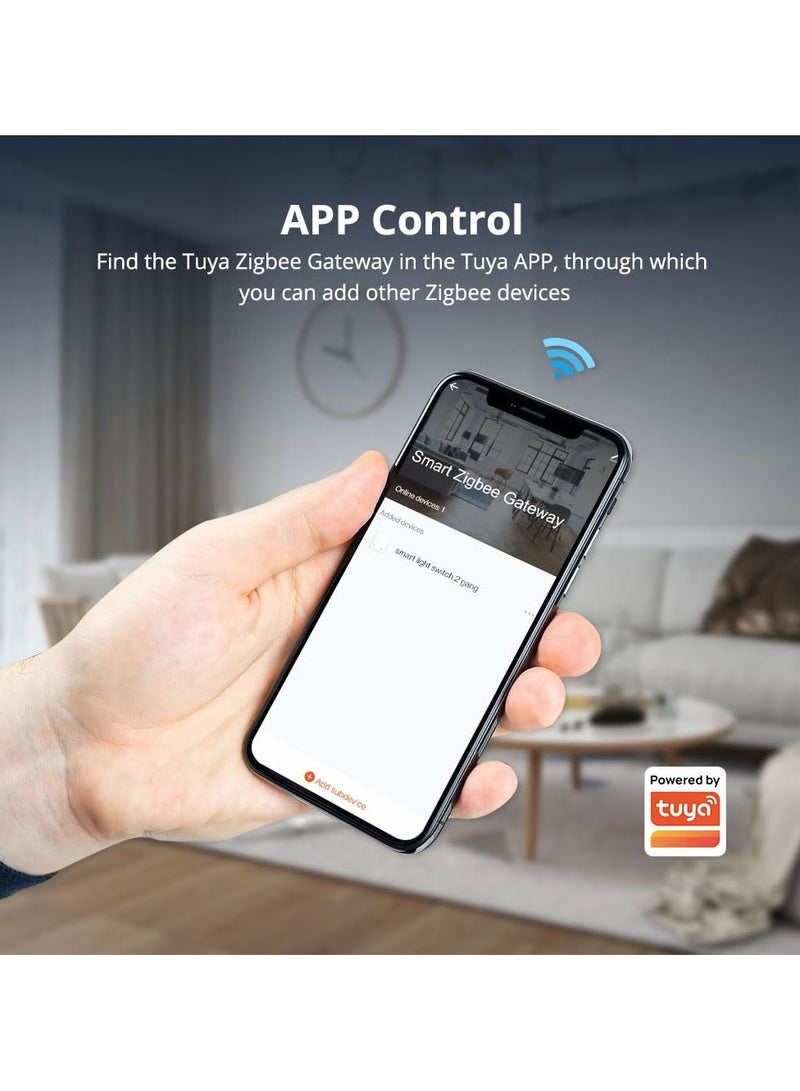 ZigBee Hub/Wired Gateway, Zigbee Hub Intelligent Linkage Smart Devices Alexa Voice Control, Wired Smart Home Automation Hub Zigbee Gateway, Work with Tuya ZigBee Smart Device