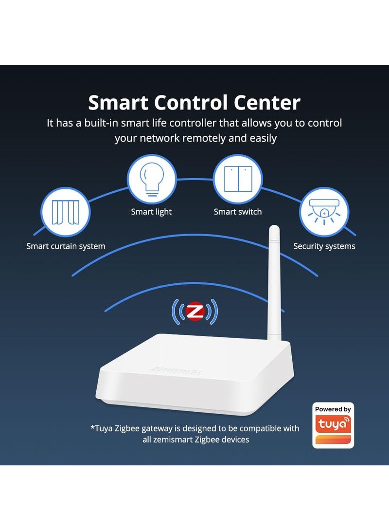 ZigBee Hub/Wired Gateway, Zigbee Hub Intelligent Linkage Smart Devices Alexa Voice Control, Wired Smart Home Automation Hub Zigbee Gateway, Work with Tuya ZigBee Smart Device
