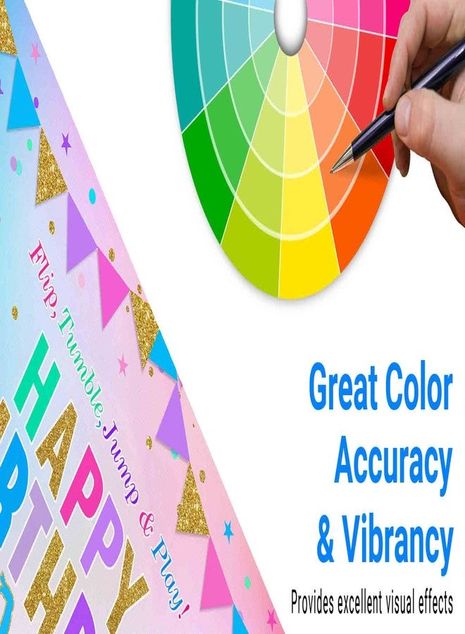 Funnytree Rainbow Gymnastics Birthday Theme Party Backdrop for Girl Gymnasts Tumbling Flip Jump Tumble and Play Decor Supplies Cake Table Banner Photo Booth Props Photography Background - Image 4