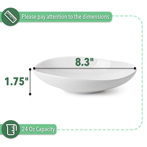 Brew To A Tea Btat- Porcelain Serving Bowls, 24 Oz, Set of 4, Pasta Bowls, Dinner Bowls, White Pasta Bowls, Large Pasta Bowl, Spaghetti Bowls, Serving Bowl - Image 3