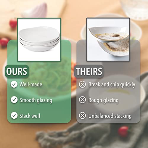 Brew To A Tea Btat- Porcelain Serving Bowls, 24 Oz, Set of 4, Pasta Bowls, Dinner Bowls, White Pasta Bowls, Large Pasta Bowl, Spaghetti Bowls, Serving Bowl - Image 5