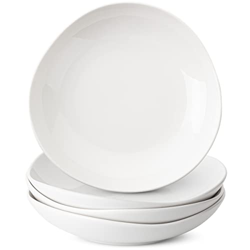 Brew To A Tea Btat- Porcelain Serving Bowls, 24 Oz, Set of 4, Pasta Bowls, Dinner Bowls, White Pasta Bowls, Large Pasta Bowl, Spaghetti Bowls, Serving Bowl - Image 1
