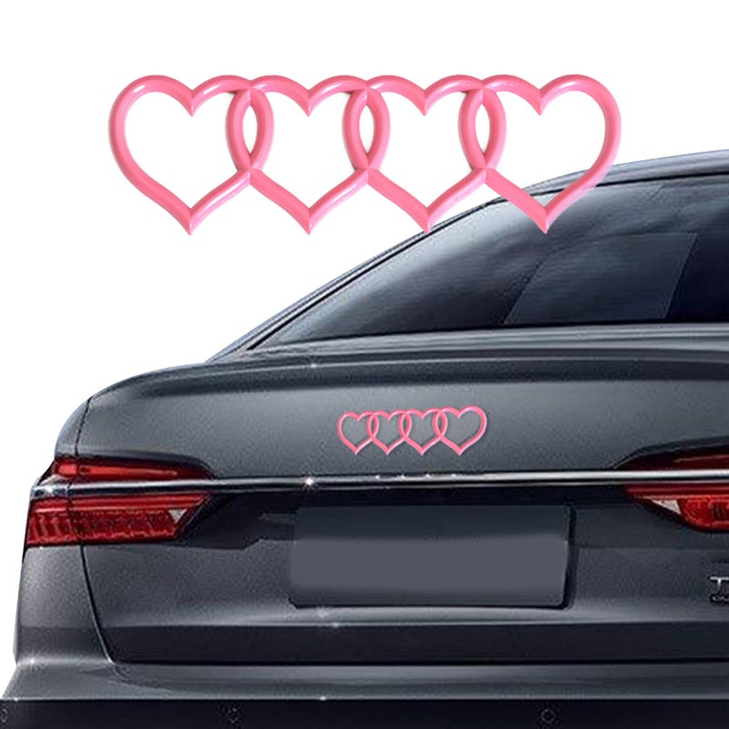 Middrivr Love Heart Logo Rear Trunk Emblem, 3D Badge Decal Sticker, Car Accessories Exterior Decoration, Car Replacement 3D Sticker Fit for Audi A3 A4 A5 A6 A8 TT R8 Q3 Q5 Q7 (Pink) - Image 1