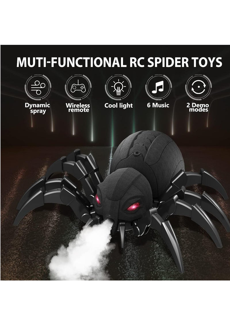 "Remote Control Spider Toy - Realistic RC Spider with Music, LED Lights, and Easy Remote for Kids"