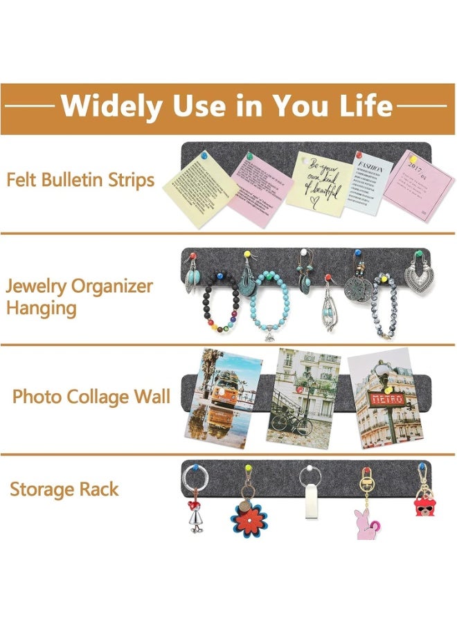 Little gorilla 5 Pack Bulletin Board Strips, Felt Pin Board Bar with 35 Push Pins Self-Adhesive Felt Bulletin Board for Office School Home Wall Decoration, for Organize Memo, Photos, Display（Dark Gray） - Image 4