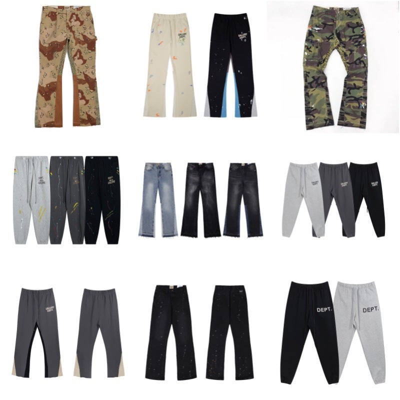 Gallery Department Splash Graffiti Casual Long Pants Camouflage Splicing Couple Jogger Sweatpants Trendy - Image 2