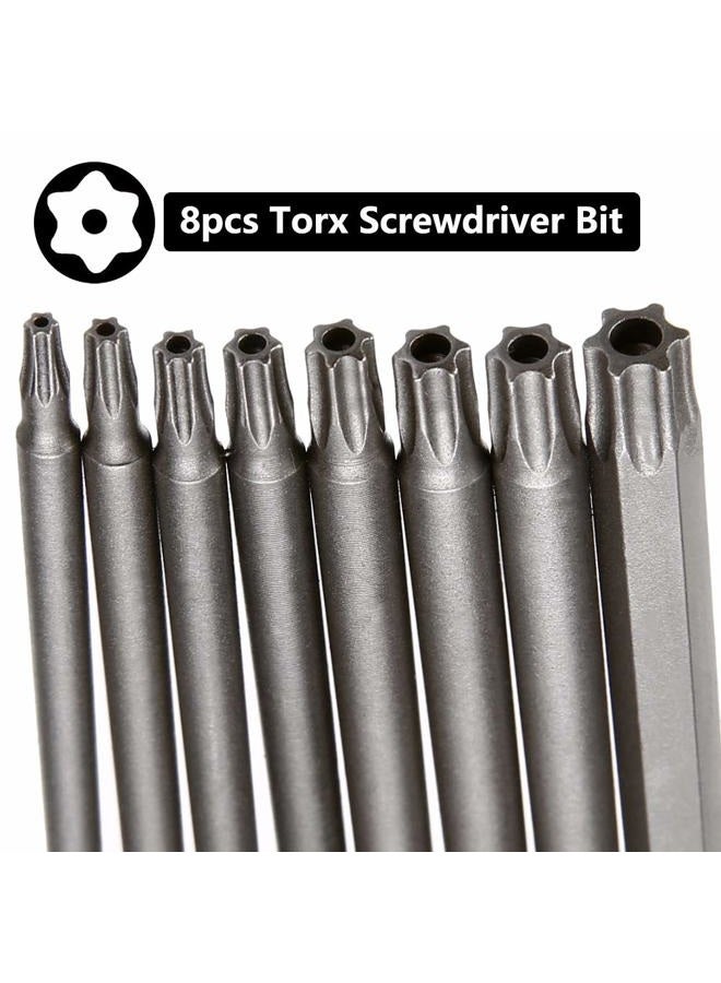 Saipor 8 Pieces 1/4 Inch Hex Shank Torx Security Head Screw Driver Bit Magnetic Star S2 Steel Screwdriver Set Bits T8-T40 150mm/6 Inch Long - Image 2
