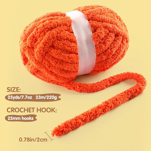 NDICANG 8 Pack Chunky Yarn for Hand Knitting - Chunky Chenille Blanket Yarn for Crocheting - Jumbo Fluffy Yarn for Crochet - Super Bulky Yarn 25 yds 7.7 oz Each Skein (Pure White) - Image 3