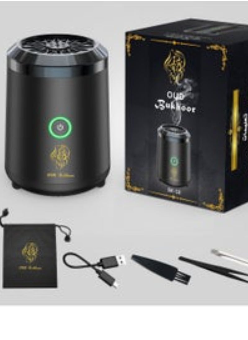 Generic New style electric incense burner portable car incense burner small rechargeable incense diffuser via USB Type C Arabic fragrance diffuser for office and home black color electric USB dokhoon burner electronic incense device hair incense burner car incense burner small incense burner original electronic incense burner for hair and clothes home incense burner car incense burner home incense diffuser  - Image 3