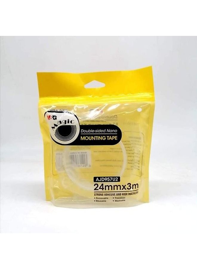 M&G MG Double-sided Nano Mounting Transparent Tape - 3M - 24mm- No:AJD957U2 - Image 1