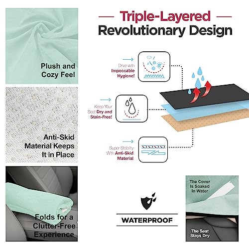 lebogner Waterproof Seat Cover, Sweating Towel for Post Gym Workout, Running, Swimming, Beach and Hiking, Universal Fit Anti-Slip Seat Protector for Cars, SUVs and Trucks, Machine Washable, Mint Green - Image 5