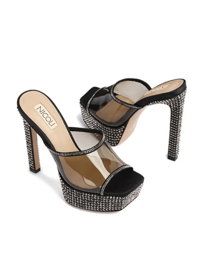 نيكولي Womens Luxury Vinyl Embellished Heel