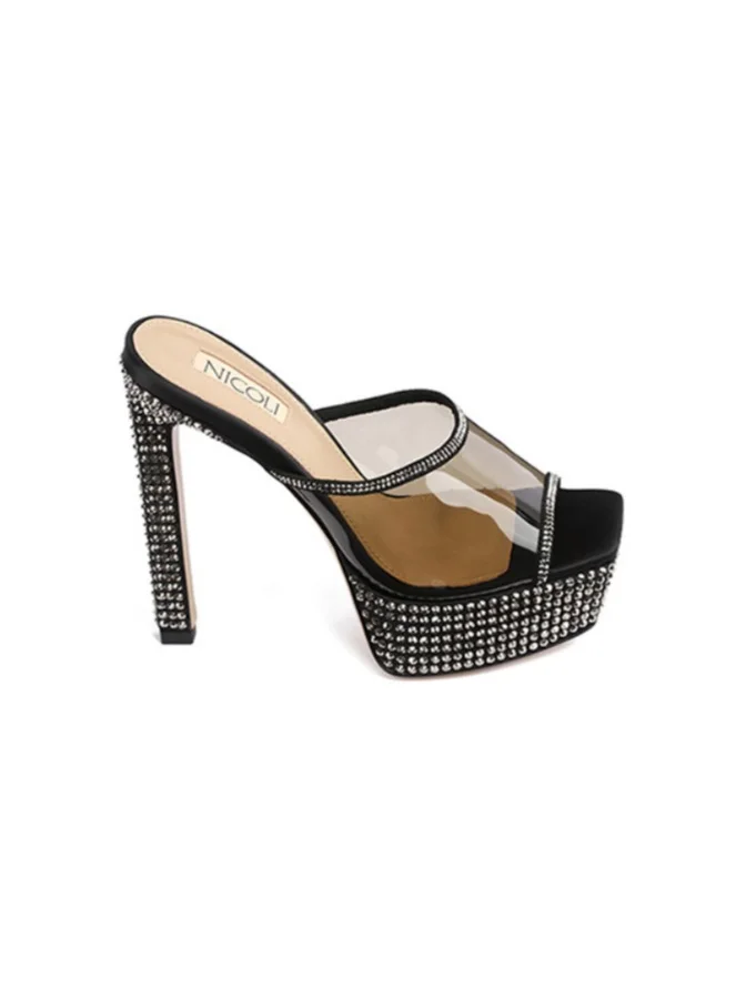 نيكولي Womens Luxury Vinyl Embellished Heel