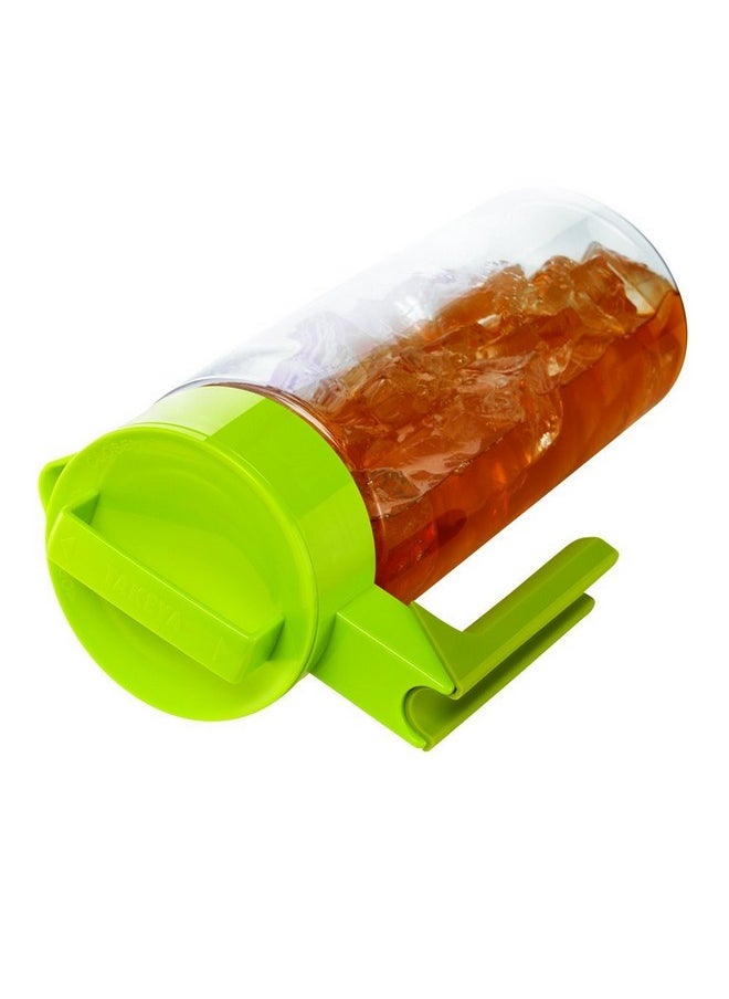 Takeya Flash Chill Iced Tea Maker - Airtight & Durable Iced Tea Maker Jug with Silicone Carry Handle - Leak-Proof & Lightweight Tea Infuser with Patented Flash Chill Technology - 2 Quart, Avocado
