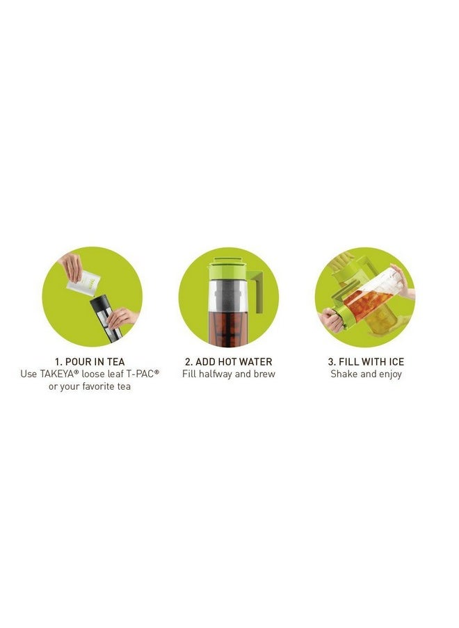 Takeya Flash Chill Iced Tea Maker - Airtight & Durable Iced Tea Maker Jug with Silicone Carry Handle - Leak-Proof & Lightweight Tea Infuser with Patented Flash Chill Technology - 2 Quart, Avocado