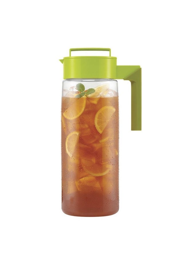 Takeya Flash Chill Iced Tea Maker - Airtight & Durable Iced Tea Maker Jug with Silicone Carry Handle - Leak-Proof & Lightweight Tea Infuser with Patented Flash Chill Technology - 2 Quart, Avocado