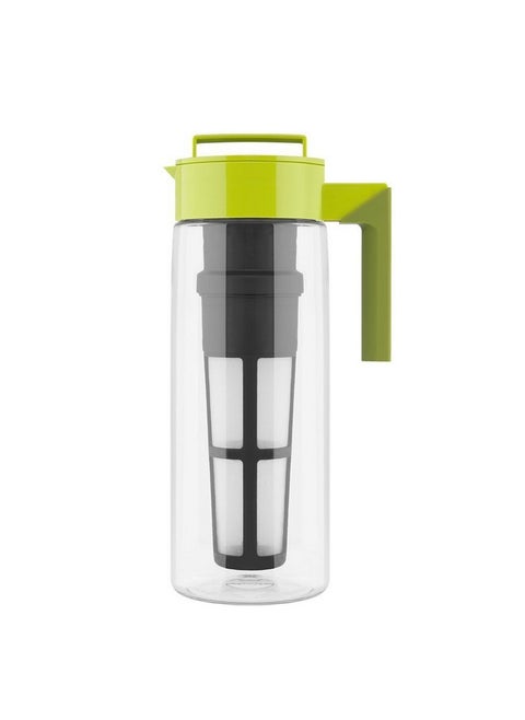 Takeya Flash Chill Iced Tea Maker - Airtight & Durable Iced Tea Maker Jug with Silicone Carry Handle - Leak-Proof & Lightweight Tea Infuser with Patented Flash Chill Technology - 2 Quart, Avocado