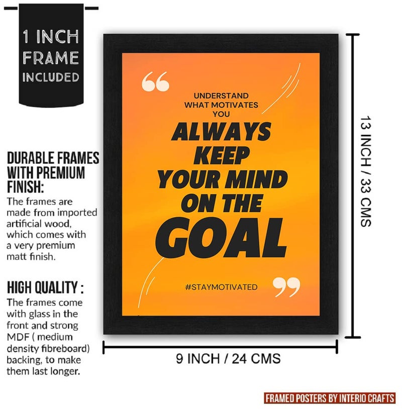 Interio Crafts Motivational Framed Quotes for Home Office or Study Room Wall Decor Inspirational Quotes Wall Frames Goal Motivational Poster for Students Synthetic Wood 13 X 10 Inches - Image 4
