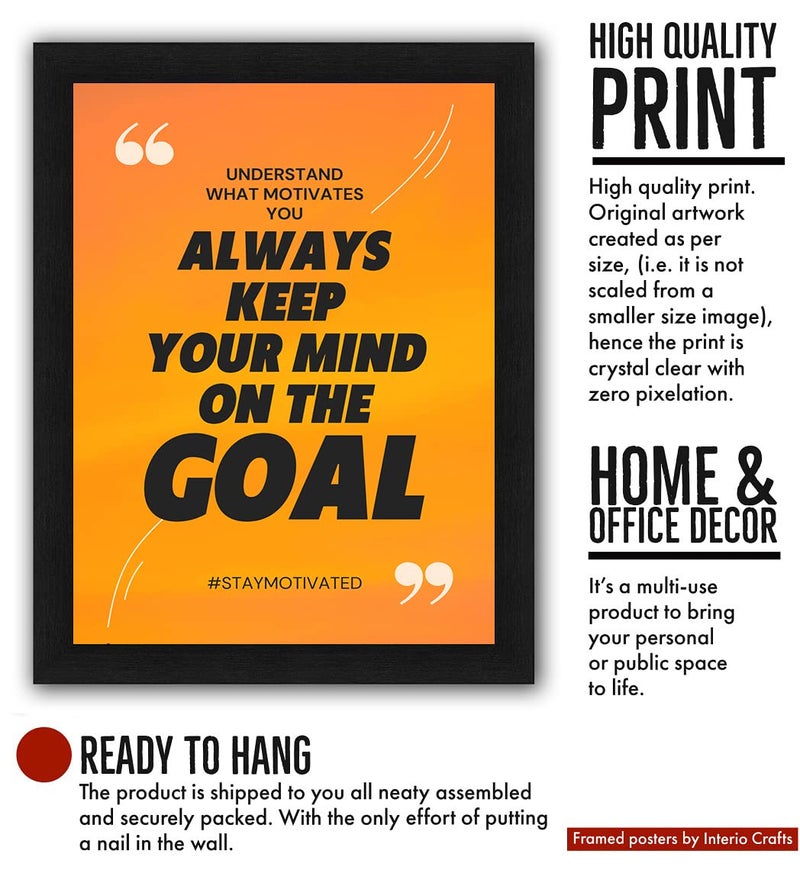 Interio Crafts Motivational Framed Quotes for Home Office or Study Room Wall Decor Inspirational Quotes Wall Frames Goal Motivational Poster for Students Synthetic Wood 13 X 10 Inches - Image 3