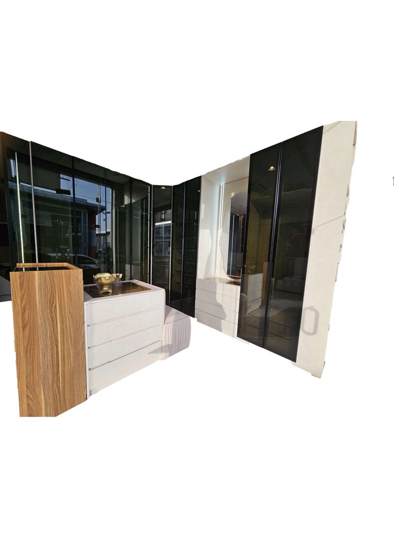 Mardod Saudi Corner wardrobe with glass front, built-in dresser and chest of drawers MS_WD_0033 - Image 1