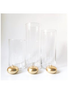SIHIYA LIFE Set of 3 Glass Vases with 3 Gold Floating Candles | elegant decorative cylinder vases for Mantle, Events, Party, Candlelit Dinners,Get togethers,Wedding,Parties,Gifting  - Image 1