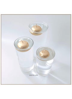 SIHIYA LIFE Set of 3 Glass Vases with 3 Gold Floating Candles | elegant decorative cylinder vases for Mantle, Events, Party, Candlelit Dinners,Get togethers,Wedding,Parties,Gifting  - Image 2