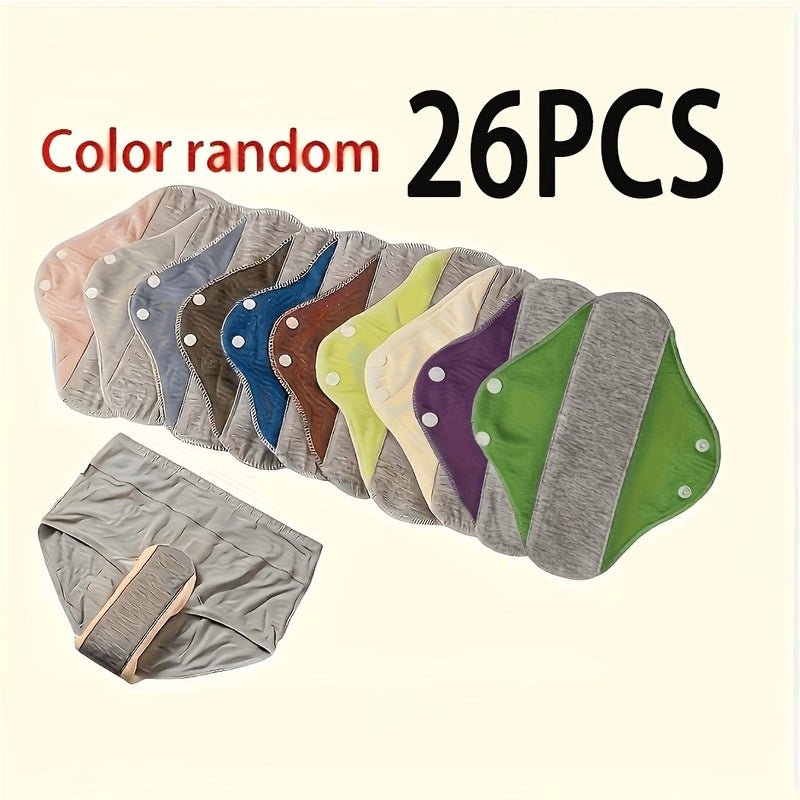 26pcs Soft Breathable Sanitary Pads Comfortable Washable Reusable Day Night Use - Image 1