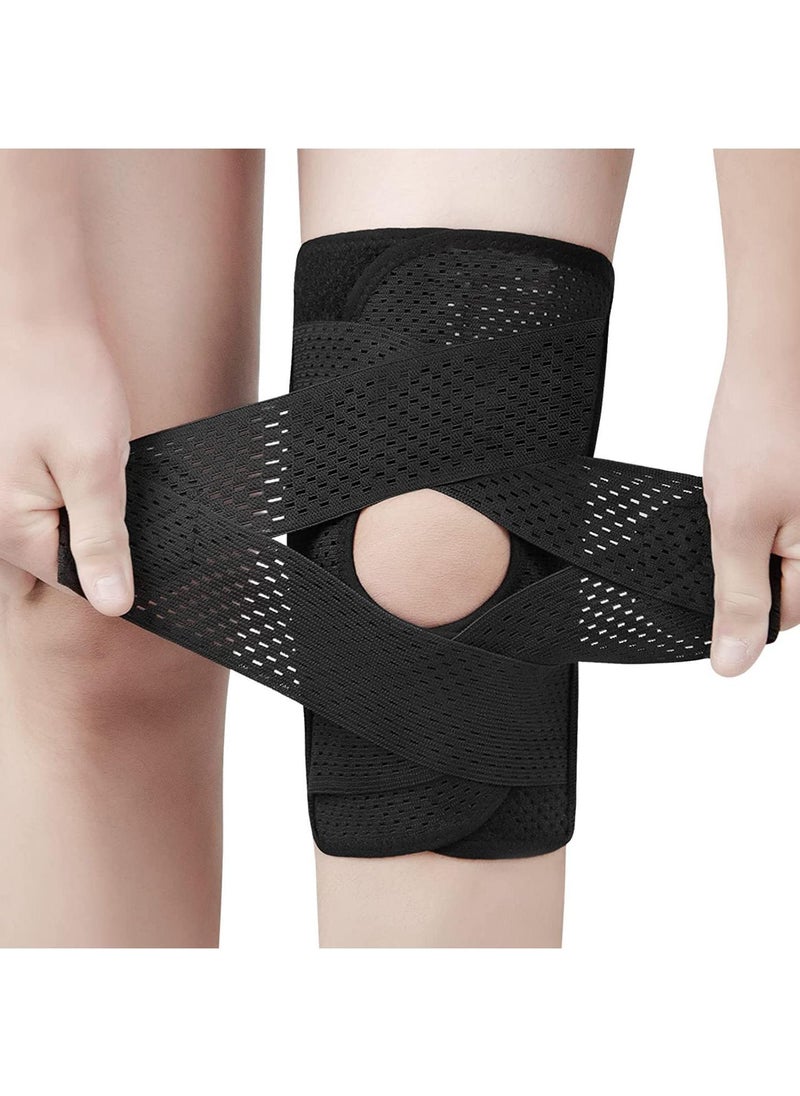 Knee Brace for Meniscal Tear Knee Pain, ACL & MCL Injuries - Adjustable Support for Arthritis Recovery - Breathable & Stabilizing for Men and Women（Black）