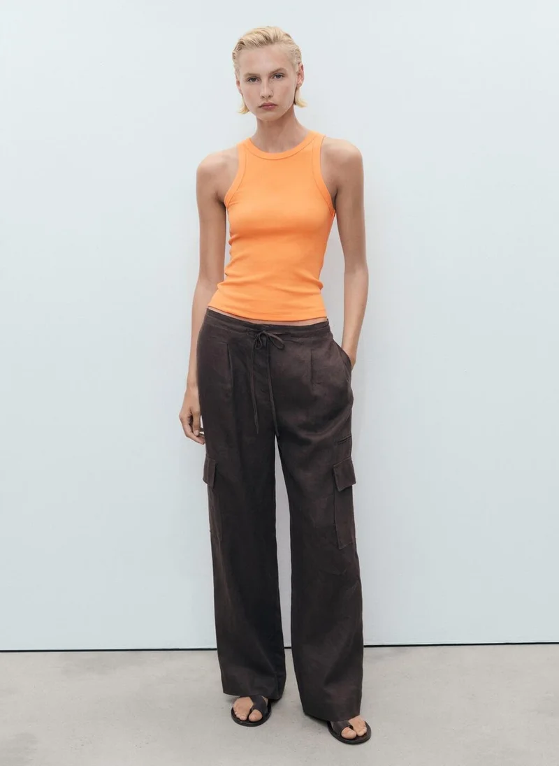 MANGO Ribbed Cotton-Blend Top