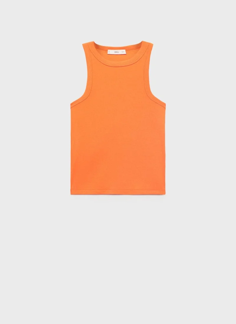 MANGO Ribbed Cotton-Blend Top