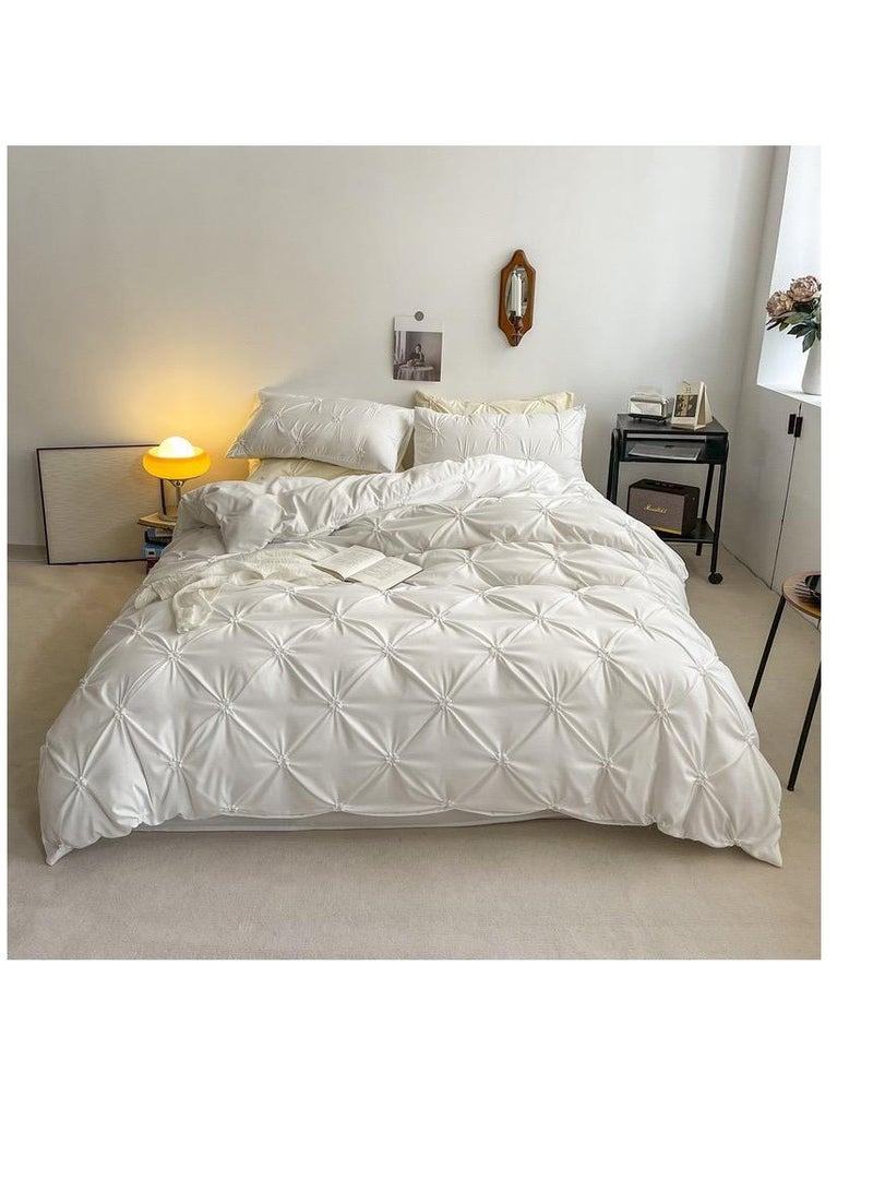 BAIG Pinch Pleat Microfiber Bedding Comforter Set, King Size Ruffle 6Pcs Set Comforter  220*240cm - Image 1