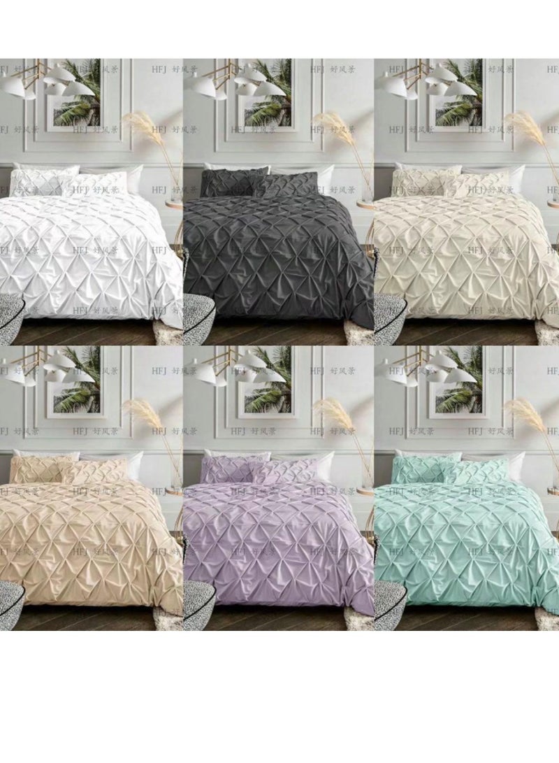 BAIG Pinch Pleat Microfiber Bedding Comforter Set, King Size Ruffle 6Pcs Set Comforter  220*240cm - Image 2