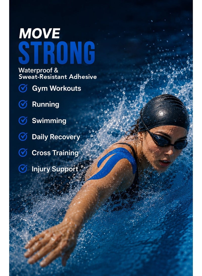 TNM TOP-NOTCH MERCHANDISE TNM Kinesiology Tape 4 Roll Pack (5cm x 5m Each) Waterproof Athletic Sports Tape for Muscle Support, Pain Relief, Injury Recovery, Elastic Physio Tape for Knee, Shoulder, Back, Ankle, Elbow & Wrist - Image 2