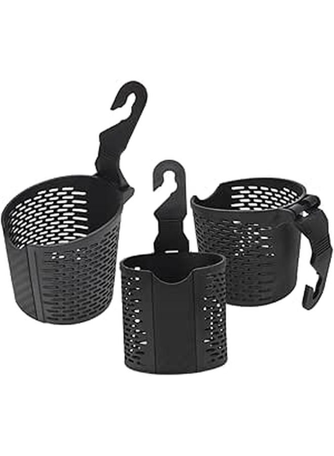 Black 3pcs Car Cup Holder Organizer Front Headrest Backseat Storage Rack for Drinks and Phone Travel Vehicle - Image 1