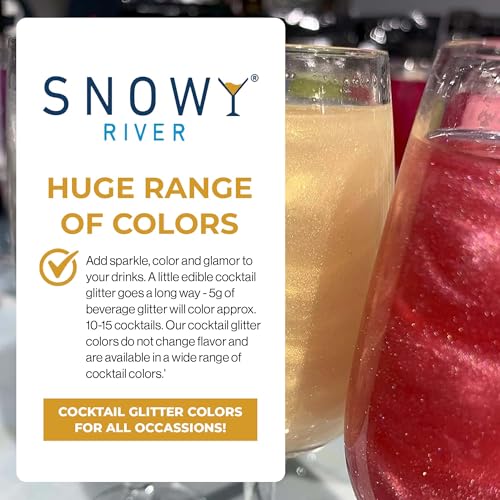 Snowy River غبار الكوكتيل الذهبي من سنووي ريفر - غبار مشروبات قابل للأكل طبيعي بالكامل للكوكتيلات والنبيذ والشامبانيا والصودا، مثالي للحفلات أو لتزيين الكعك (4 جرام، ذهبي) - Image 4