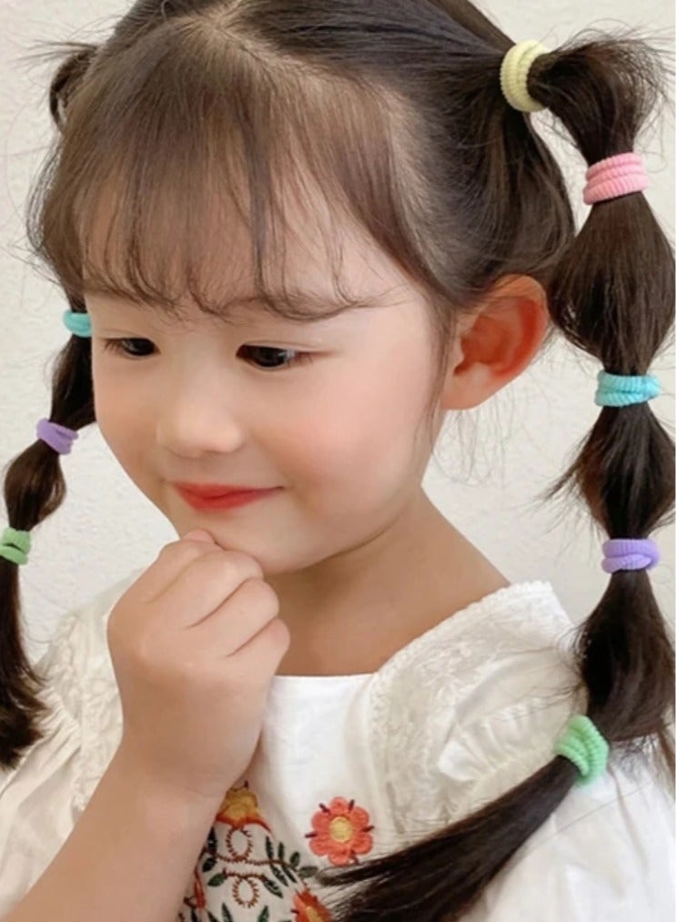 Set of 150 Girly colorful elastic hair bobbles ties and 2 hair clips - Image 5
