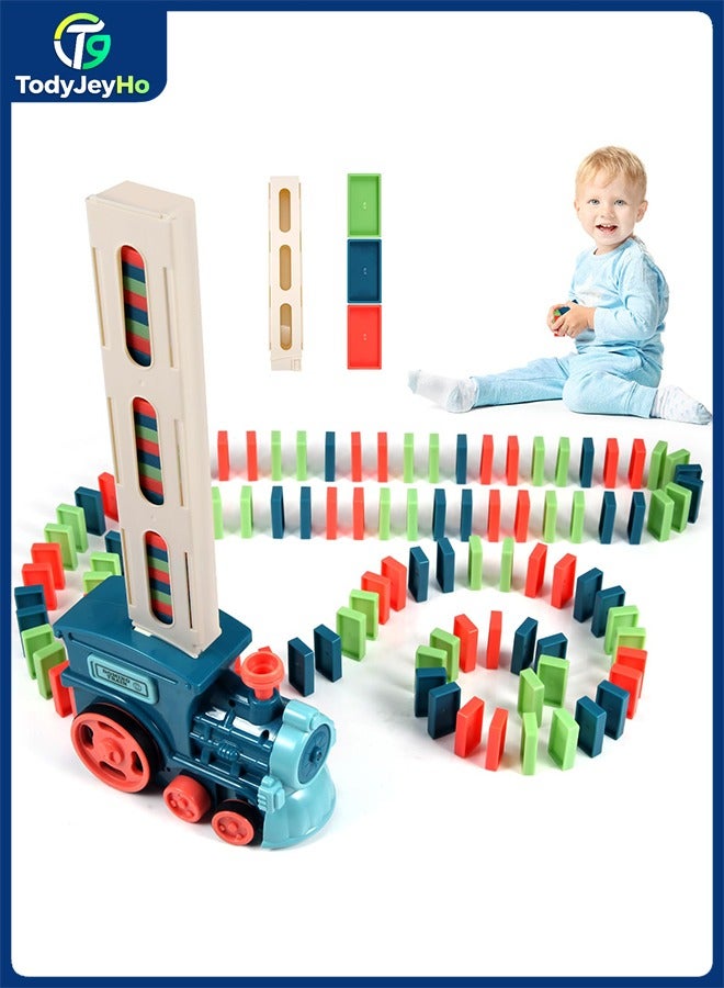 TodyJeyHo Children's game Domino train toys, 60 pieces of automatic stacking creative games, toys for boys and girls over 3 years old, summer Christmas birthday gifts - Image 1