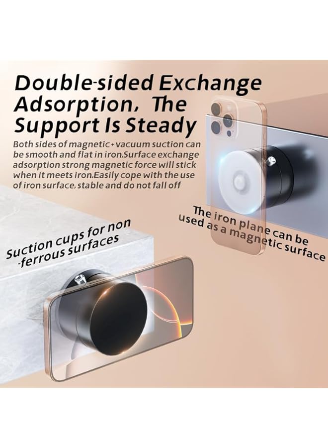 Green Tiger Vacuum Suction Magnetic Car Phone Holder, 360° Rotatable & Folding Phone Mount with Strong Grip, Hands-Free Use in Car, Gym, Home, for Magsafe Phones & Android (Black, Includes 2 Magnet Rings) - Image 5