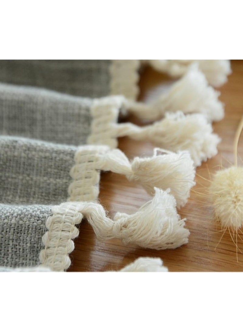 ChicAbode Bedside Table Tassel Cover Cloth, 38*91cm, Grey, Polyester, TABLECLOTH, Rectangular, Minimalist, Elegant, Twill weave, Tassel Design, Protects Furniture, Machine Wash Cold, Tumble Dry - Image 2