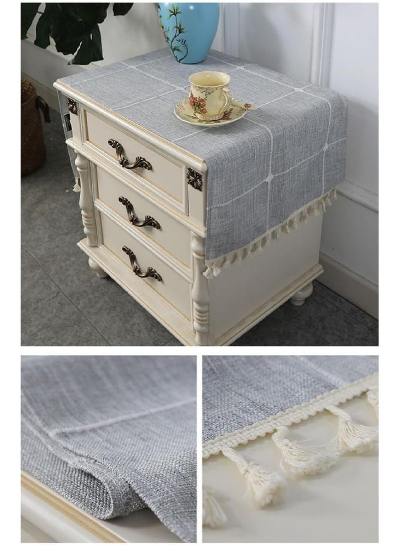 ChicAbode Bedside Table Tassel Cover Cloth, 38*91cm, Grey, Polyester, TABLECLOTH, Rectangular, Minimalist, Elegant, Twill weave, Tassel Design, Protects Furniture, Machine Wash Cold, Tumble Dry - Image 5