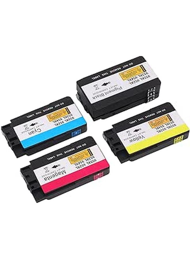4Pcs Ink Cartridges Combo Pack Replacement Black Cyan Magenta Yellow for OfficeJet 8702 952 953 954 955XL Printer - Image 1